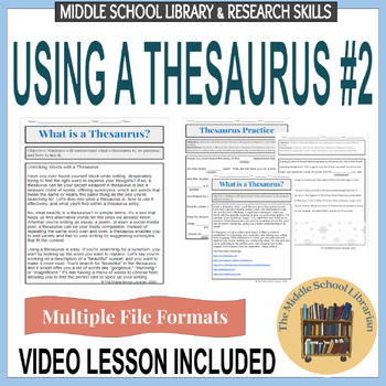 Preview of Using a Thesaurus #2 -  Middle School Library Research Skills