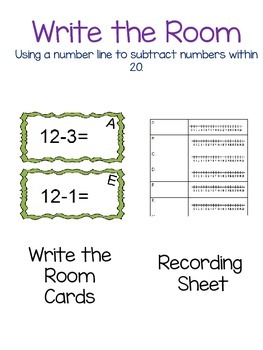 Preview of Using a number line to subtract within 20. Write the Room
