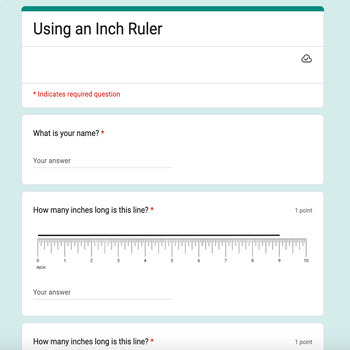 Preview of Using an Inch Ruler Google Form Assessment