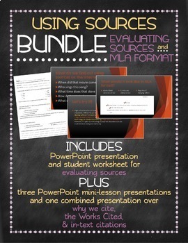 Preview of Using sources BUNDLE - Evaluating sources and MLA format