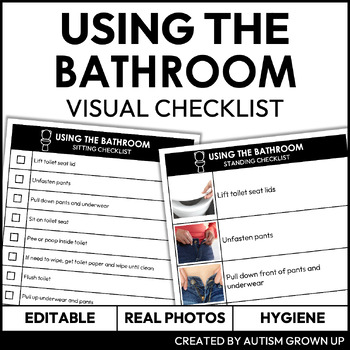 Preview of Using the Bathroom Visual Checklist | Task Analysis for Life Skills | Editable
