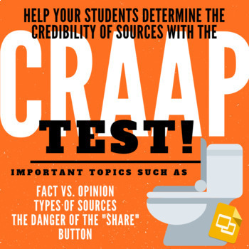 Preview of Using the CRAAP Test to Determine Source Credibility! Customizable Google Slides