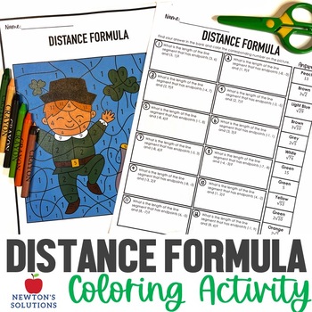 Preview of Using the Distance Formula Between Two Points St Patrick's Day Coloring Activity
