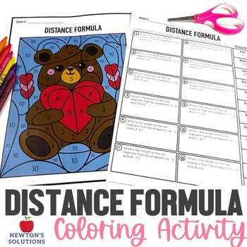 Preview of Using the Distance Formula Between Two Points Valentine's Day Coloring Activity