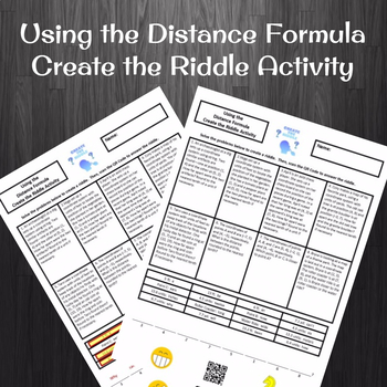 Preview of Using the Distance Formula Create the Riddle Activity