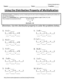 Preview of Using the Distributive Property to solve Multiplication Math VA SOL 3.4-Digital