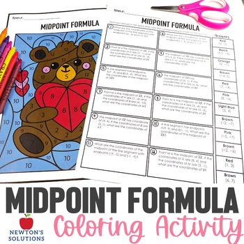 Preview of Using the Midpoint Formula Color by Number Valentine's Day Activity
