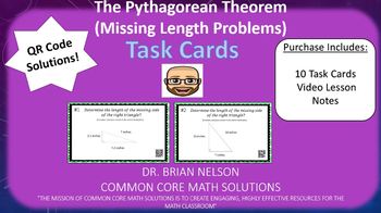 Preview of Using the Pythagorean Theorem - Task Cards & Interactive Video Lesson!