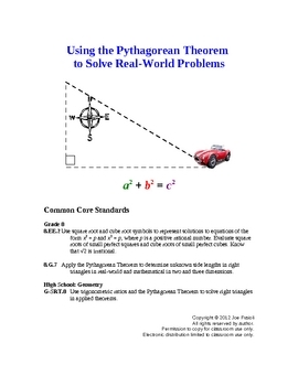 Preview of Using Pythagorean Theorem to Solve Real-World Problems Lesson & Performance Task