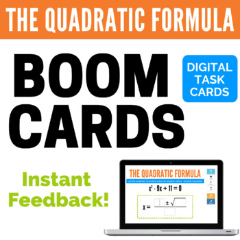 Preview of Using the Quadratic Formula Boom Cards™ with Exact Solutions