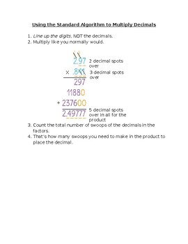 Preview of Using the Standard Algorithm to Multiply Decimals