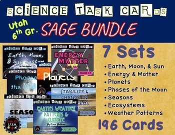 Preview of Utah 6th Grade SEEd Standards Task Card Bundle |  RISE Test  | Spiral Review
