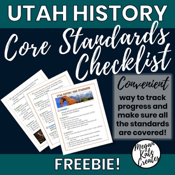 Preview of Utah History Core Standards Checklist FREEBIE!