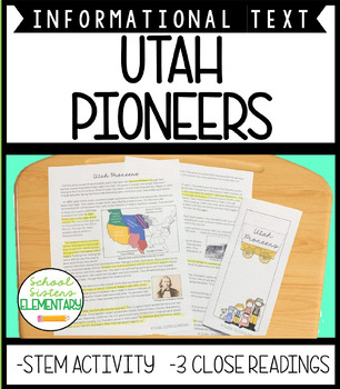 Preview of Utah Pioneer Reading Comprehension Activities Social Studies