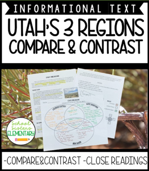 Preview of Utah Regions Compare and Contrast Close Reading