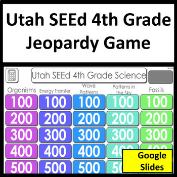 Preview of Utah SEEd 4th Grade Science Review Utah RISE Test Prep Jeopardy Game