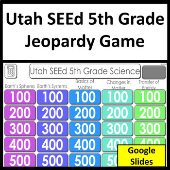 Preview of Utah SEEd 5th Grade and Science Review Utah RISE Test Prep Jeopardy Game