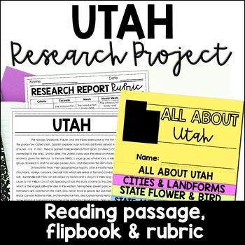 Preview of Utah State Research Report Project | US States Research Flip Book