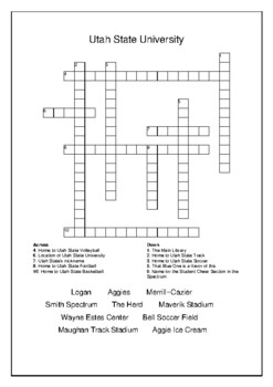 Utah State University Aggies Crossword Puzzle and Word Search Bell