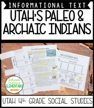 Preview of Utah History Social Studies Paleo & Archaic Indians Close Reading