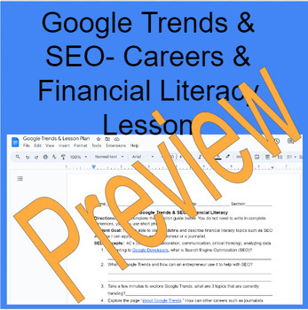 Preview of Utilizing Google Trends & SEO- Careers & Financial Literacy Student Activity