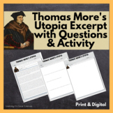 Utopia by Thomas More Excerpt with Questions & Drawing Act