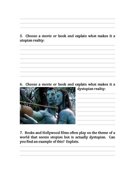 Utopia/Dystopia Student Worksheet and Teachers Guide by Mila Digs