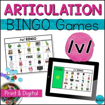Preview of V Articulation Game: /v/ BINGO for Speech Therapy | Print and Digital