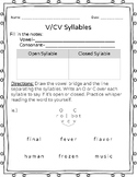 V/CV Syllable Decoding Worksheet