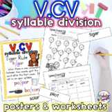 V.CV Syllable Division worksheets and poster