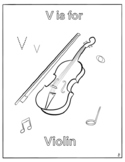 V Coloring Sheet | Music | Violin