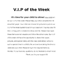 V.I.P of the Week paper for parents to send home