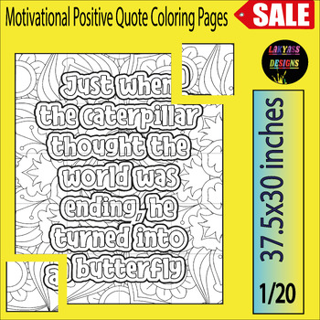 Preview of V-Motivational Positive Quote Coloring Pages | Collaborative Poster Art Activity