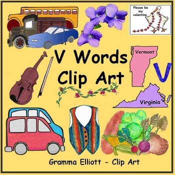Preview of V Word Clip Art - Realistic Color and Black Line