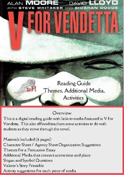 Preview of V for Vendetta Digital Reading Guide: Additional Media, Activities, Themes