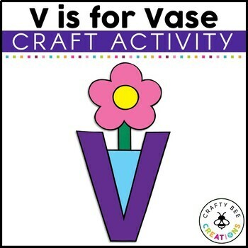 Preview of Letter V Craft Uppercase Printable Alphabet Letters Activities Kindergarten Vase