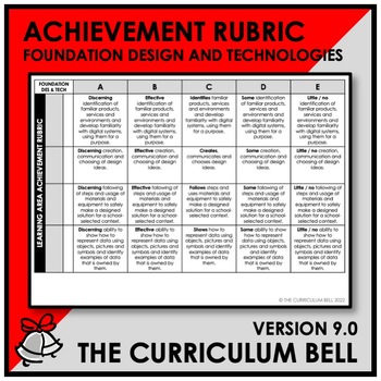 Preview of V9 ACHIEVEMENT RUBRIC | AUSTRALIAN CURRICULUM | FOUNDATION DES AND TECH