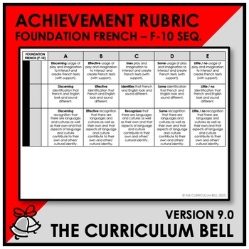 Preview of V9 ACHIEVEMENT RUBRIC | AUSTRALIAN CURRICULUM | FOUNDATION FRENCH - FY10 SEQ.