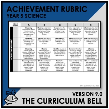 Preview of V9 ACHIEVEMENT RUBRIC | AUSTRALIAN CURRICULUM | YEAR 5 SCIENCE