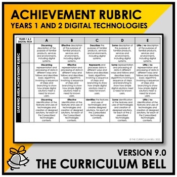 Preview of V9 ACHIEVEMENT RUBRIC | AUSTRALIAN CURRICULUM | YEARS 1 AND 2 DIGITAL TECH