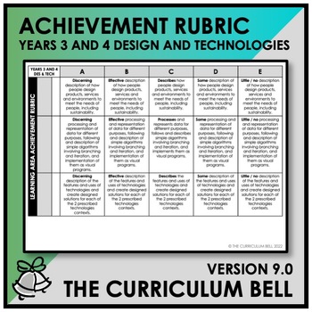 Preview of V9 ACHIEVEMENT RUBRIC | AUSTRALIAN CURRICULUM | YEARS 3 AND 4 DES AND TECH