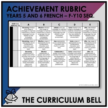 Preview of V9 ACHIEVEMENT RUBRIC | AUSTRALIAN CURRICULUM | YEARS 5 & 6 FRENCH - FY10 SEQ.