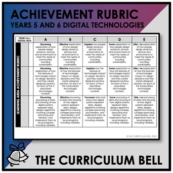 Preview of V9 ACHIEVEMENT RUBRIC | AUSTRALIAN CURRICULUM | YEARS 5 AND 6 DIGITAL TECH