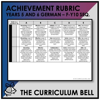 Preview of V9 ACHIEVEMENT RUBRIC | AUSTRALIAN CURRICULUM | YEARS 5 AND 6 GERMAN - FY10 SEQ.