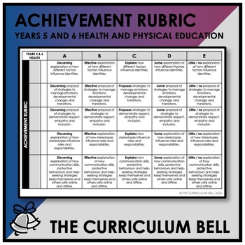 Preview of V9 ACHIEVEMENT RUBRIC | AUSTRALIAN CURRICULUM | YEARS 5 AND 6 HEALTH