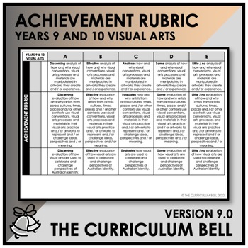 Preview of V9 ACHIEVEMENT RUBRIC | AUSTRALIAN CURRICULUM | YEARS 9 AND 10 VISUAL ARTS