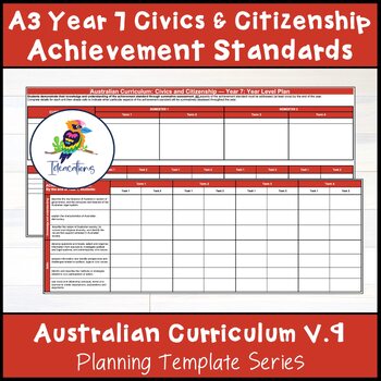 Preview of V9 Australian CIVICS & CITIZENSHIP ACHIEVEMENT STANDARD CHECKLISTS – Year 7