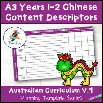 Preview of V9 Australian Curriculum CHINESE Content Descriptor Overviews - Years 1-2