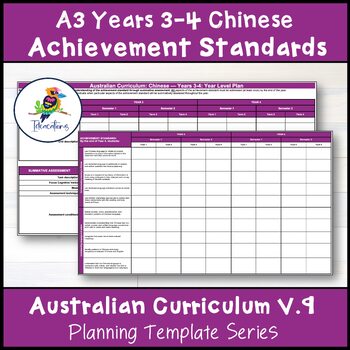 Preview of V9 Australian Curriculum Chinese ACHIEVEMENT STANDARD CHECKLIST – Years 3-4