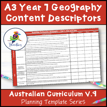 Preview of V9 Australian Curriculum Geography Content Descriptor Overviews - Year 7